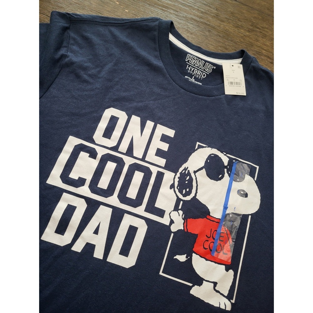 Peanuts Hybrid Apparel Snoopy COOL DAD NAVY  Graphic T-Shirt Size LARGE NWOT #2